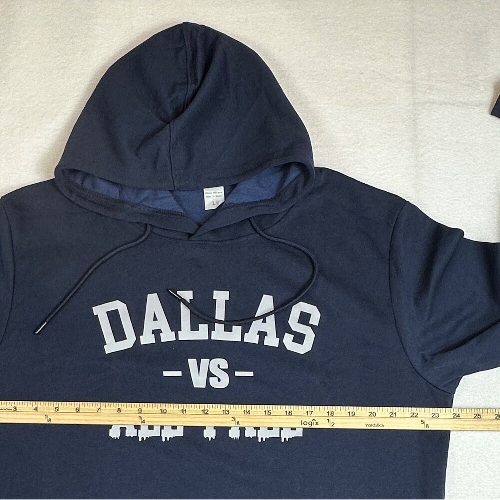 Dallas Vs All Yall Hoodie Sweatshirt Mens Large Navy Blue Graphic Texas Football - Picture 3 of 12